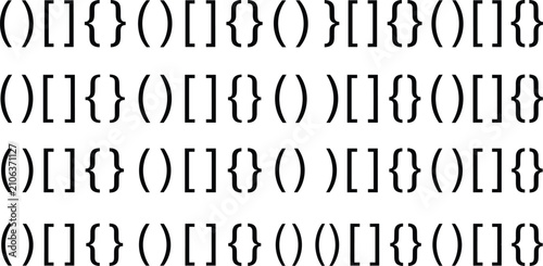 Tableau sur toile Set of programming brackets and code syntax symbols for software development and