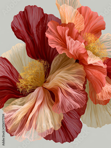 Luxury Botanical Illustration Featuring Detailed Layered Flower Petals