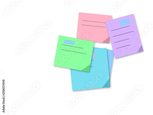 Canvas Print Colorful sticky notes with handwritten lines isolated on white background for of