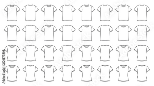 A vast collection of blank white t-shirts neatly arranged in rows and columns