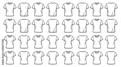 Collection of T-shirt outlines for design and fashion inspiration