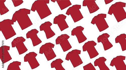 A repeating pattern of dark red t-shirts on a white background, perfect for design