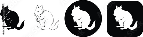 Foto Set of four chinchilla featuring a chinchilla eating in silhouette, line and cir