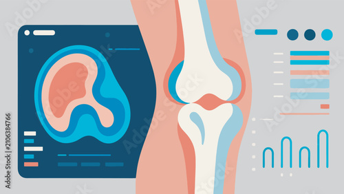 Bild auf Leinwand Illustration Of Joints And Digital Scan Results, Orthopedic Health Vector Design