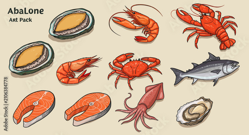 Bild auf Leinwand Seafood assorted ocean creatures.
