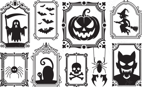 Fotografía halloween set with frames, vector