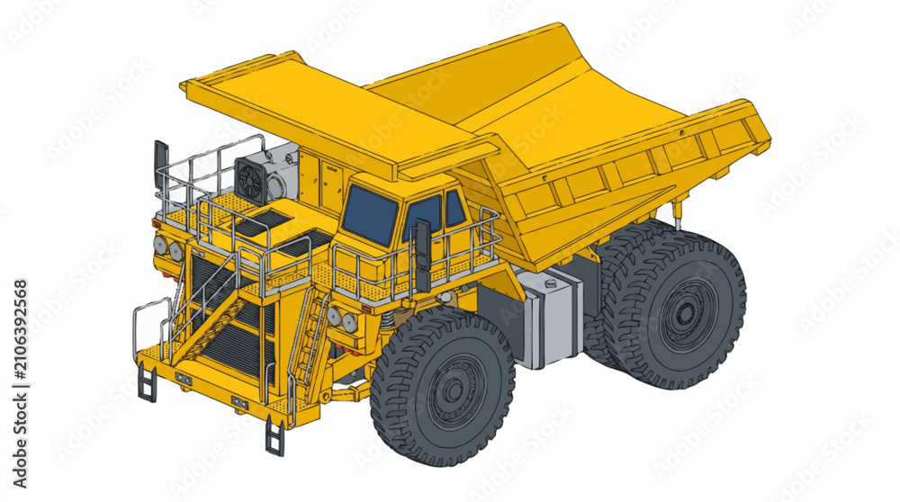 Obraz premium Large yellow mining dump truck for heavy industry.