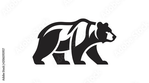 фотографія Stylized Silhouette of a Walking Bear.
