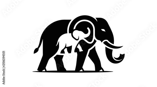 Photography Two elephants one large one small in silhouette.