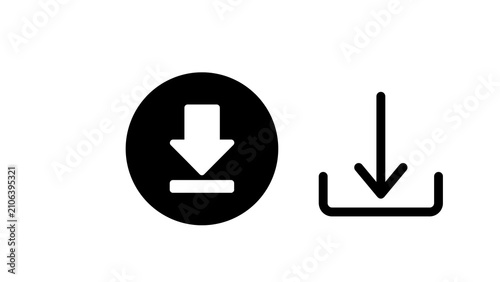 Minimal download icon isolated on transparent background. Modern PNG symbol for file download, apps, websites, UI, buttons, interfaces and graphic design projects.