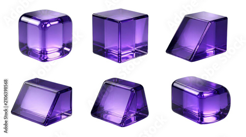 Purple translucent cubes on Transparent Background