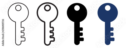 Key icon vector set isolated on white background for security password access and UI design concept