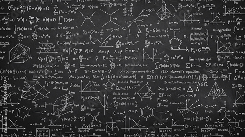 Quantum Computing Lab equations handwritten on a dark black chalkboard