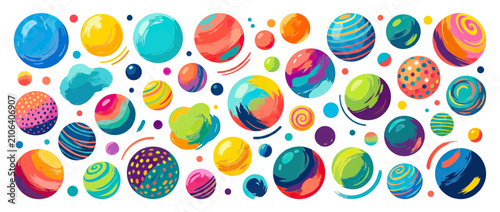 Fotografi Colorful abstract planets and celestial bodies