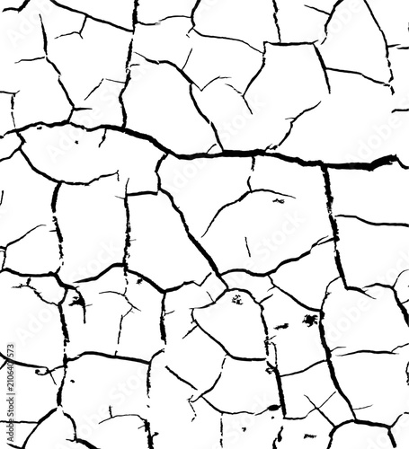 Plane graphic, material graphic, and plane sketch with a synthetic crack pattern. Vector illustration.