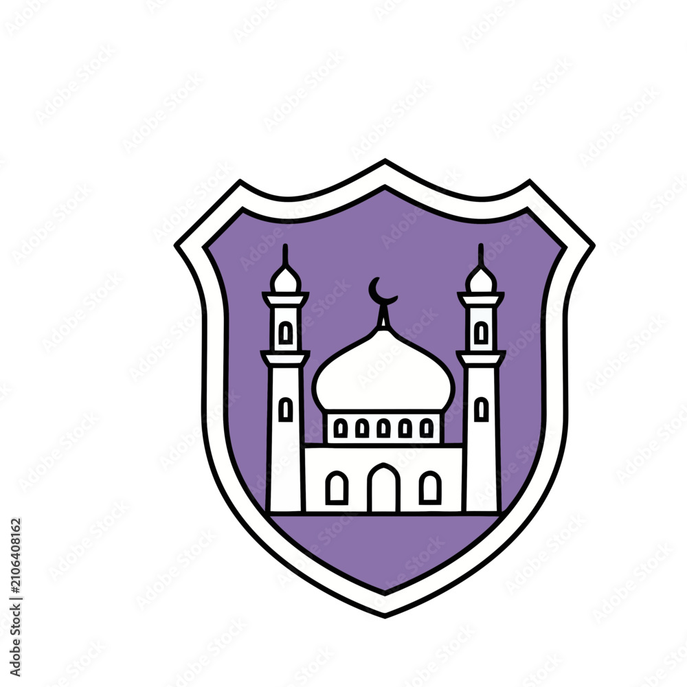 Fototapeta premium Mosque icon in a shield