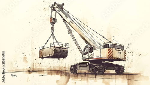 Illustration of heavy equipment for hoisting goods.