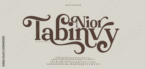 Canvastavla Nior Tabinvy, Luxury wedding alphabet letters font with tails