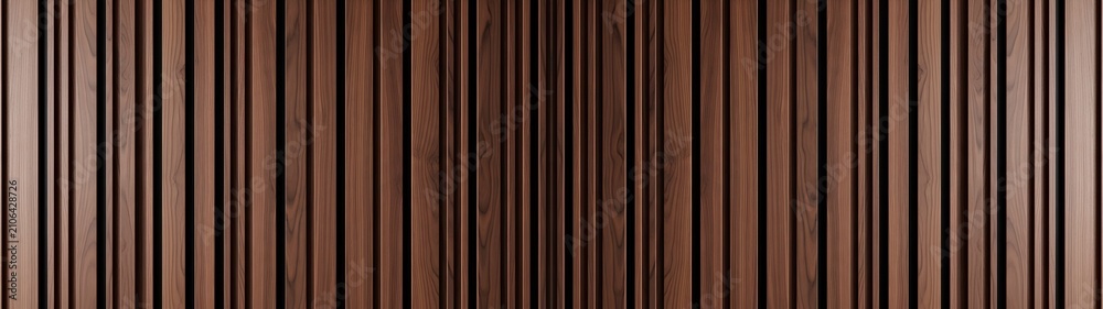 Fototapeta premium Dark Walnut Wood Slat Wall Texture Background