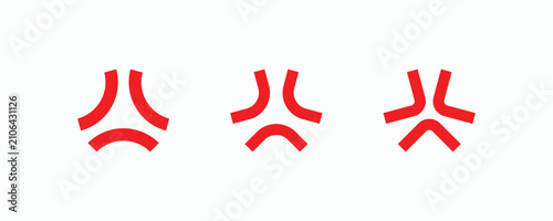 Billede på lærred Red three pronged anime anger mark symbol vector set for comic pop art emotion i