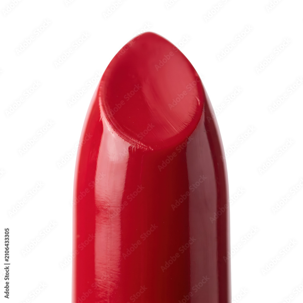 Obraz premium Glossy red lipstick tip macro on transparent background