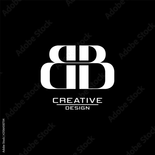 Luxury letter BB monogram logo design template with elegant bold symmetric lines on black background