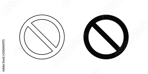 Bild auf Leinwand Forbidden Icon, Modern Line Style Solid Filled Vectors Set for Prohibited Access