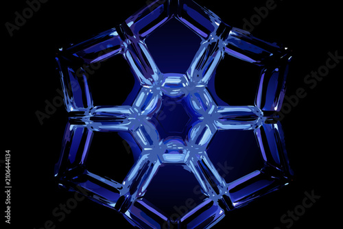 Cuadro en lienzo blue crystal structure on black background geometric