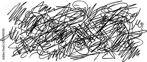 Фотография Abstract black ink scribbles on white background