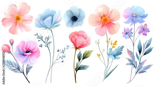 Colorful Watercolor Flowers Arrangement