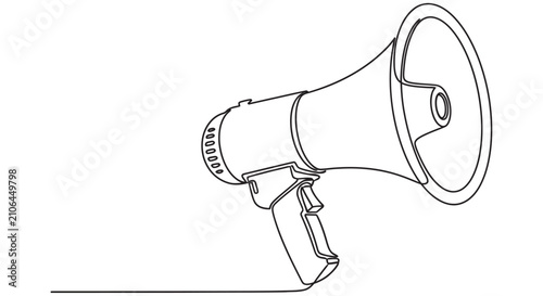 Cuadro en lienzo Line art drawing of a handheld megaphone single continuous stroke illustration