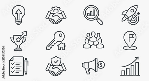 Картината върху платно Business Icons Set with Growth Motifs.