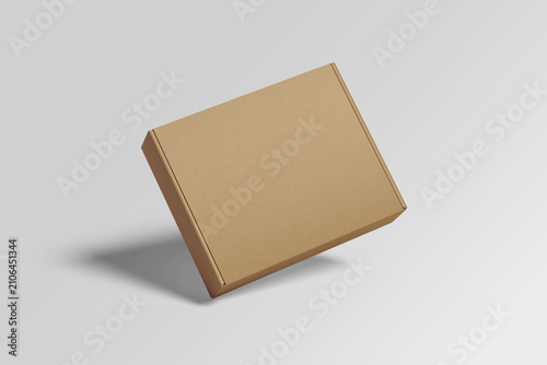 Brown mailing boxes mockup with a grey background for presentation to the client