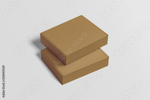 Brown mailing boxes mockup with a grey background for presentation to the client