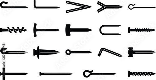 Obraz na płótnie Set of arrowhead and bolt vector icons