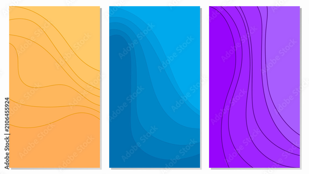 Fototapeta premium Set Abstract Background With Hand Drawn Organic Shapes Modern Minimal Style Flat Purple Orange Blue Colorful Design Vector. Ideal for Social Media Posts, Website Banners, Presentations, Branding 