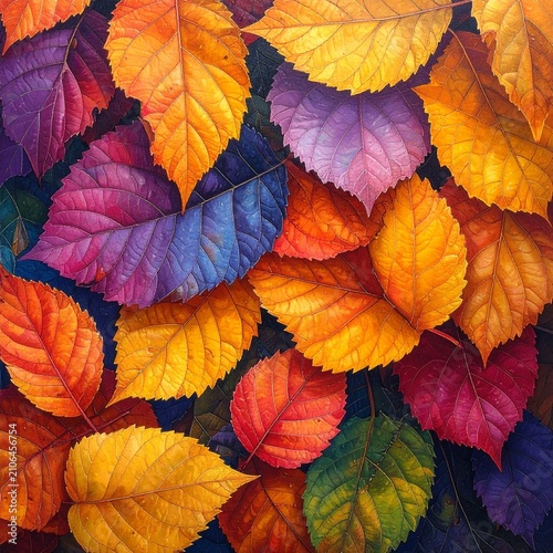 Colorful Autumn Leaves Dense Arrangement