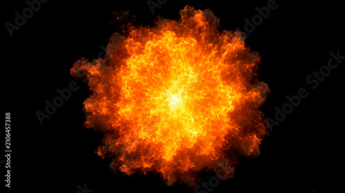 Foto Bright fire explosion burst on black background