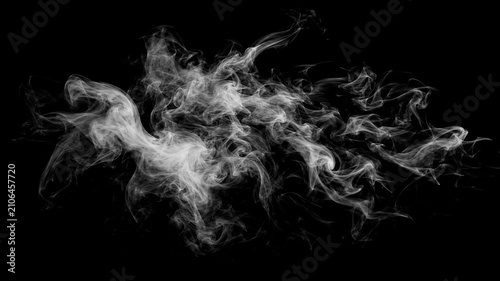 Obraz na plátne Swirling white smoke wisps on black background