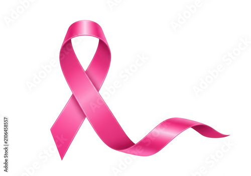 Pink breast cancer awareness ribbon isolated on transparent background