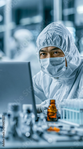 Scientist in Protective Gea...