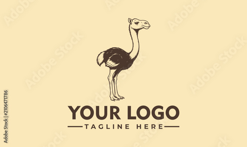 Canvastavla Vintage hand drawn camel ostrich hybrid logo design template