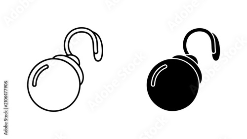 Fotografía Explosive Bomb Icon, Danger Symbol Vector, Black and White Graphic Resource