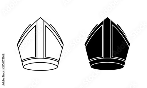 Bild auf Leinwand Mitre Hat Vector Icons, Religious Headwear Symbols, Clergy Cap Graphics, Christi