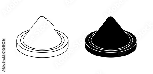 Fotografie Powder Pile Icons: White and Black Vector Graphics for Ingredients, Spices, or C
