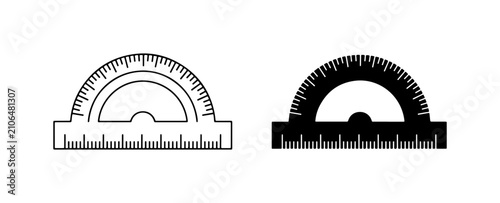 Fotografie Protractor Icons, Geometric Measurement Tools, Engineering and Education Symbols