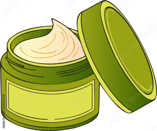 Obraz na plátne Care cream in an olive-colored jar, naturalness and harmony