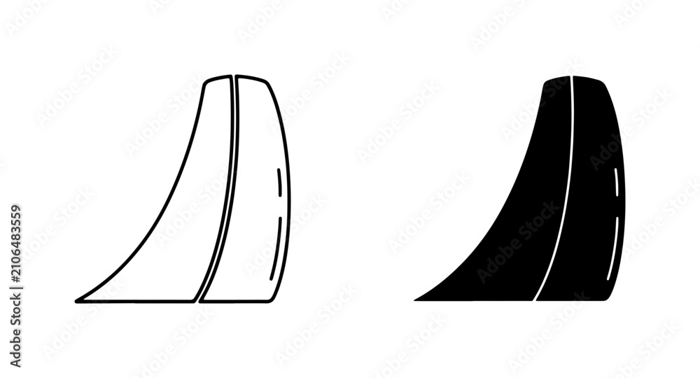 Obraz premium Skate Ramp Icons, Extreme Sports Quarter Pipe Vector Graphics, Urban Parkour Jump Elements