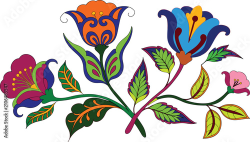 Foto Traditional Folk Art Floral Vector Ornament Featuring Colorful Decorative Flower