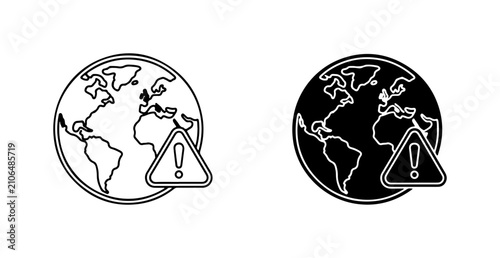 Obraz na płótnie Global Warning Icons, Earth Alert Symbols, Planet Danger Signs, International Ri